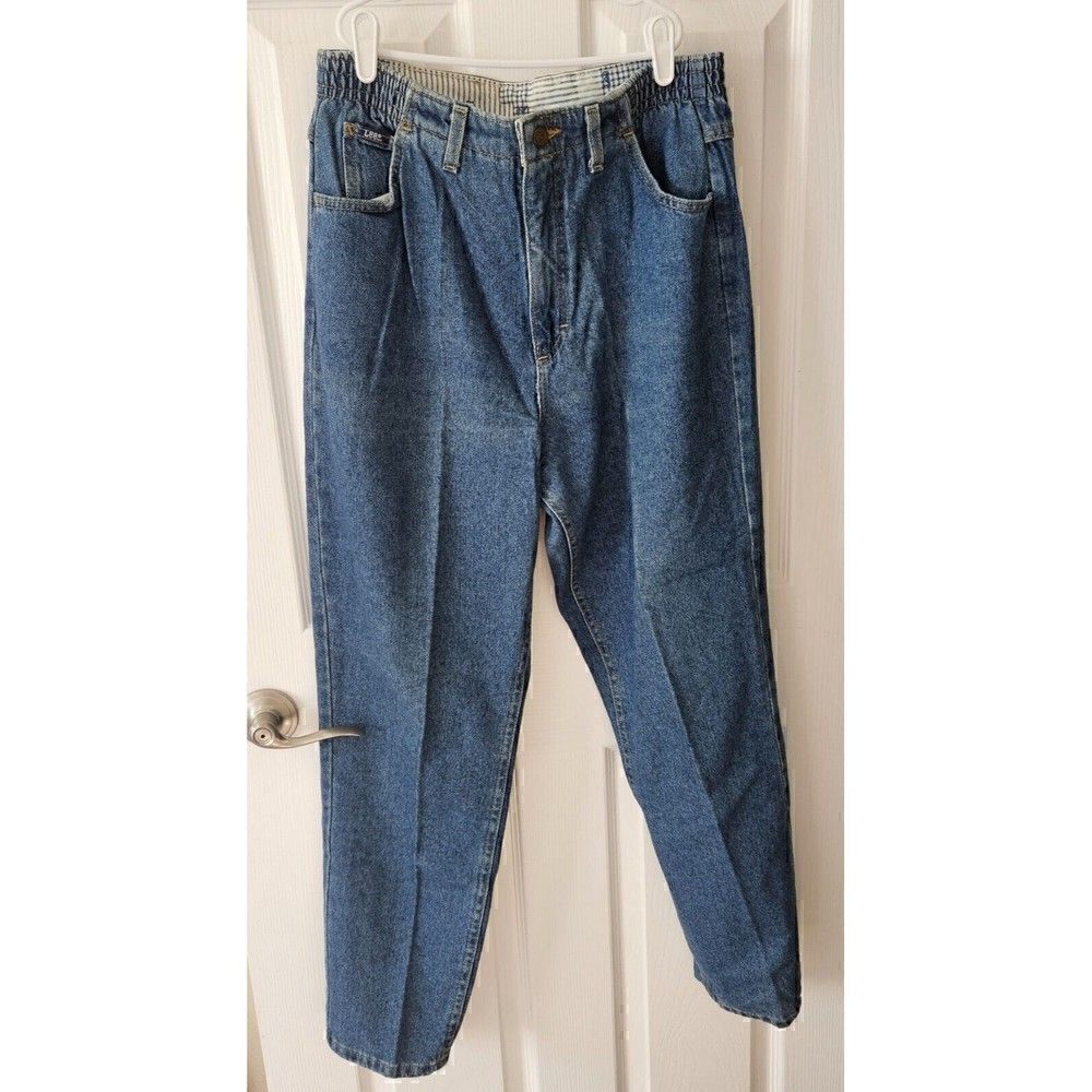 Vintage Lee Jeans Womens Size 12 Blue Tapered Leg High Rise Mom Pleated Denim